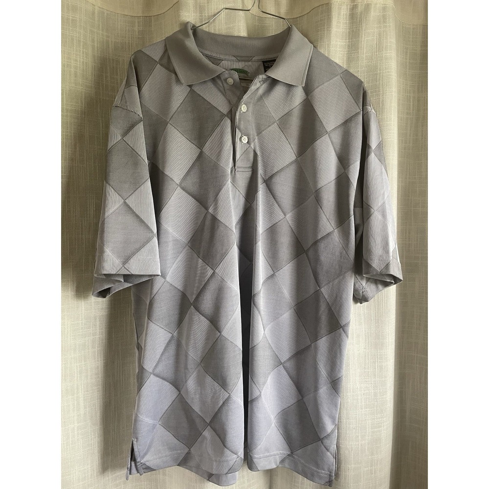 Skins Game Dry Ply Performance Gray Diamond Golf Polo Short Sleeve Large shirt